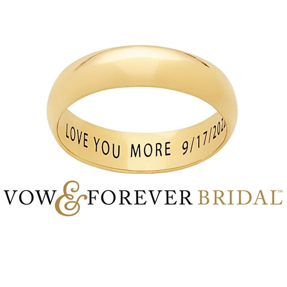 Vow & Forever Personalized Planet Bridal 14K Gold over Sterling Silver Inside Engraved Wedding Band (5mm) ,Women's