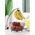 thumbnail image 3 of SunnyPoint Tabletop Wire Fruit Basket Bowl Stand with Banana Hanger. Gun Metal / Iron Gray, 3 of 5