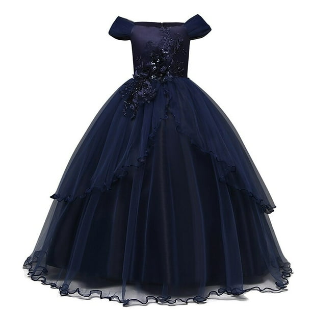 Vestido de fiesta de tul azul marino para niñas Vestido de fiesta de comunión para niñas adolescentes zhangyuxiang unisex