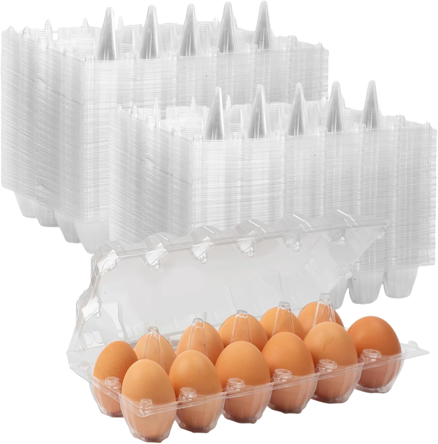 Bulk 120 Pack Egg Cartons, 12 Count Empty Egg Trays for Home Farm or Market Display, 2x6 Grid Design