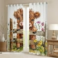 thumbnail image 2 of Manfei Cartoon Highland Bull Kid Black Out Curtains, Vibrant Groovy Flower Curtains Pack of 2 (42x63 Each), Rustic Animal Bedroom Curtains, Curtains and Drapes Decor, 2 of 6