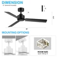thumbnail image 4 of ALKAFY 2 Pack Industrial 48 Inch Remote Control Ceiling Fans Without Light, 3 Blades, 6-Speed Reversible DC Motor, Indoor Outdoor Use for Bedroom Patio, Black, 4 of 8