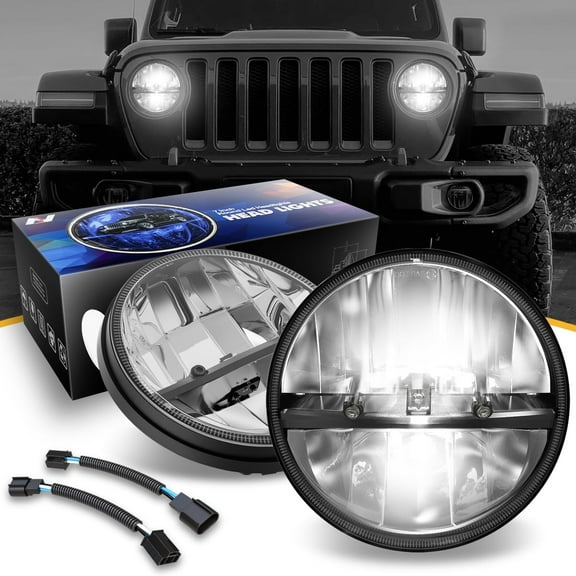 NUVISION LIGHTING For 97-18 Jeep Wrangler Full LED Headlight Lamp Pair w/Aluminum Housing