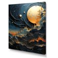 thumbnail image 2 of Designart "Golden Planet Orbit in Blue and Gold" Astronomy & Space Canvas Wall Art - Global Blue Planets Entryway Wall Art Print, 2 of 6