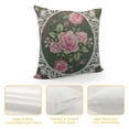 thumbnail image 4 of Rose Pattern Throw Pillow Case Cushion Cover Lace Frame with A Linen for Couch Bed Sofa Car, 4 of 5