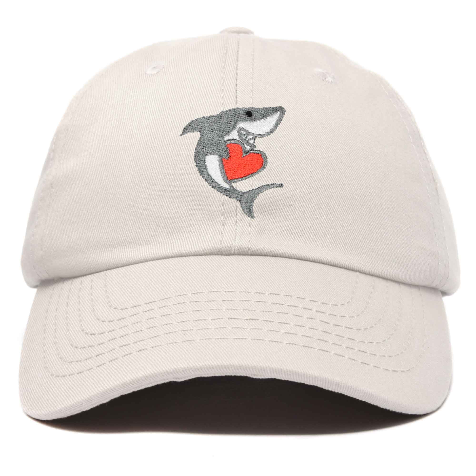 Shark with Heart Valentine's Day Hat Womens Embroidered Baseball Cap 