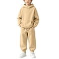 thumbnail image 5 of Two Piece Sets for Boys Girls Kids Long Sleeve Hoodies and Jogger Pants with Pockets for Kids Solid Color Soft Comfy Lounge Outfits, 5 of 9