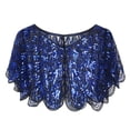 thumbnail image 4 of Raenseen Boléros Vintage à Paillettes pour Femmes, Cardigan à Paillettes pour Robe de Soirée, Cape de Couverture, Noir Bleu, Taille Unique, 4 of 4