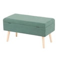 thumbnail image 4 of Lumisource Storage Contemporary Bench in Natural Wood and Green Fabric, 4 of 7