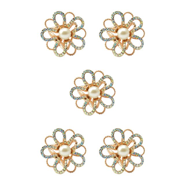 Guardurnaity Bufanda anillo elegante oro plata bufandas broche con diamantes de imitación galvanoplastia aleación envoltura abrazadera Heronsbill oro 5piezas