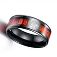 thumbnail image 2 of PAMTIER Men's Women's Stainless Steel Simple Center Wood Inlay Tree of Life Wedding Ring Black Size 6, 2 of 3