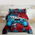 thumbnail image 2 of Homewish Kids Teens Adults Blue Gamepads 3 Pieces Queen Comforter Set,Abstract Graffiti Splash Ultra Soft Bedding Sets,Video Game Bedding Comforter Set Breathable,Super Cozy Room Decor, 2 of 8