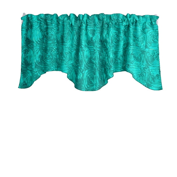 Rose Texture Satin Rosette Scalloped Window Valance 58" Wide / 20" Tall