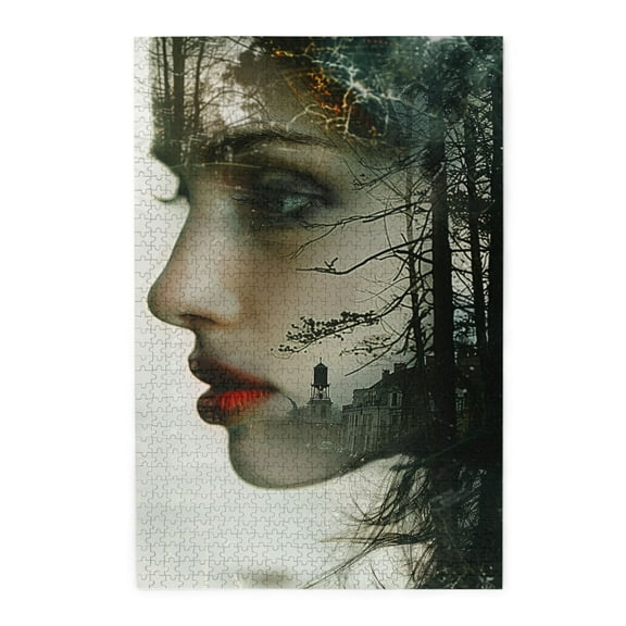 1000 pcs Women & forests Double exposure jigsaw puzzles 1000 pieces,Unique and Beautiful Design,Stress relieving pleasure,1000 Piece Jigsaw Puzzle for Adults Challenging Puzzle Perfect for Game Night