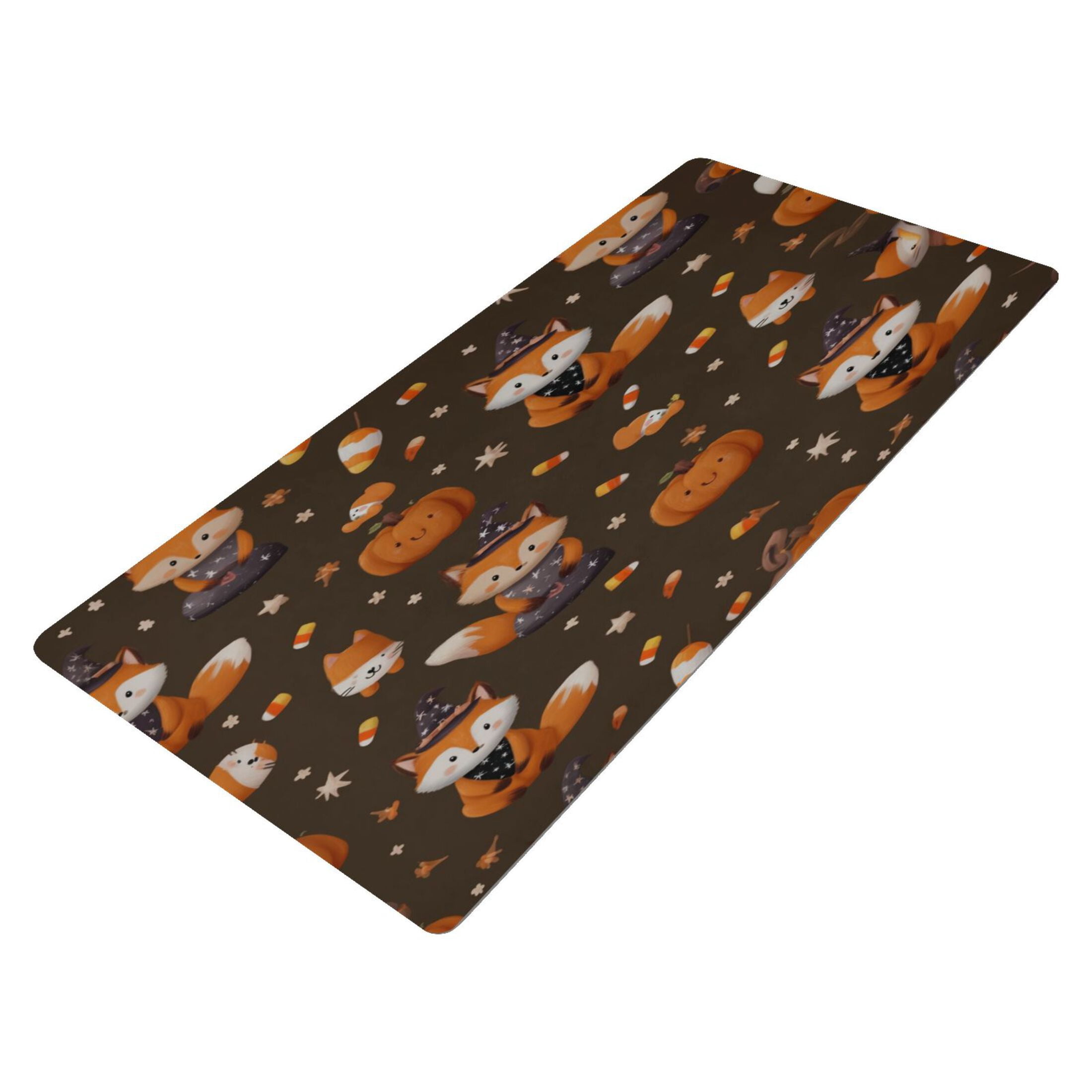 Leather Keyboard and Mouse Desk Mat Office Desk Accessories Protective Office Desk Decor Desk Pad Mat for Gaming, Work from Home, Office Cute Foxes in Cute Costumes 16.5" x 35.4"