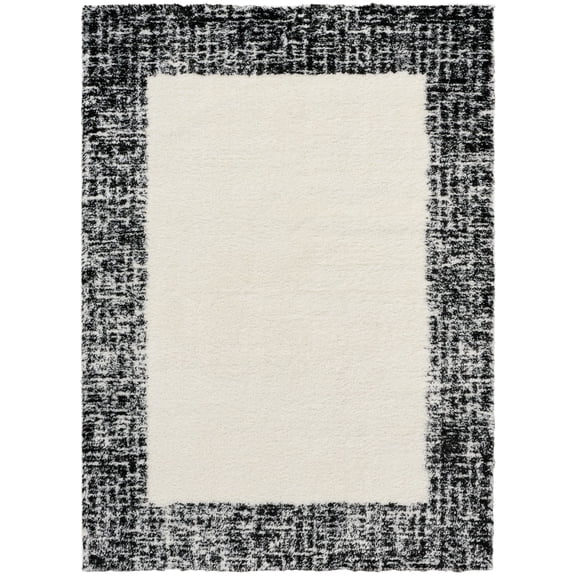 Nourison Pacific Shag 7'10" x 9'10" Ivory Black Shag Indoor Area Rug