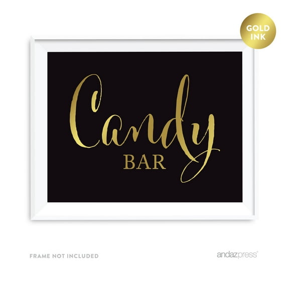 Candy Bar Black and Metallic Gold Wedding Signs