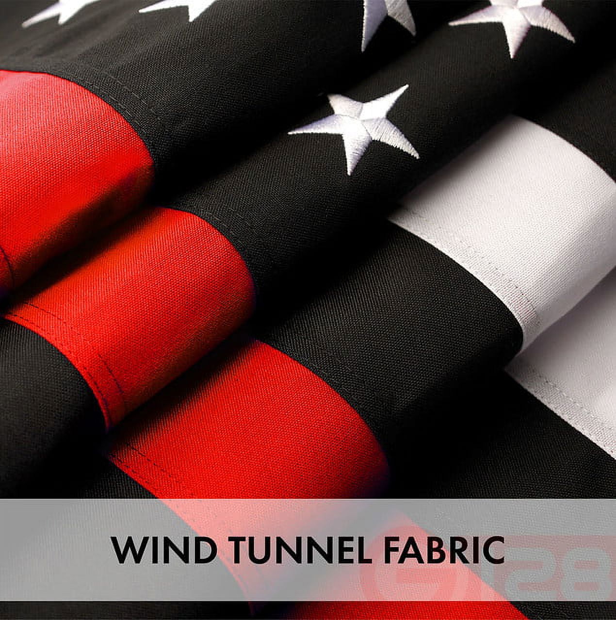G128 Thin Red Line Flag Embroidered 2x3 FT 2-Pack Heavy Duty 220GSM Tough Spun Polyester U.S. American Flag Brass Grommets Honoring Fire Fighters and EMTs Black White and Red US Flag