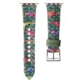 thumbnail image 6 of Woolen Band for Apple Watch Series 10 9 8 7 6 5 4 3 2 1 SE, Floral Print Leather Slim Band Adjustable Breathable Soft Strap for Women Girls Apple Watch Series 38/40/41/42mm(Series 10), Green, 6 of 6