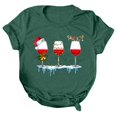 thumbnail image 3 of Gibobby Camisa navideña mujer Navidad Copa de de nieve Muñeco de nieve Estampado O Cuello Camiseta Blusa Manga corta(Verde,CH), 3 of 4