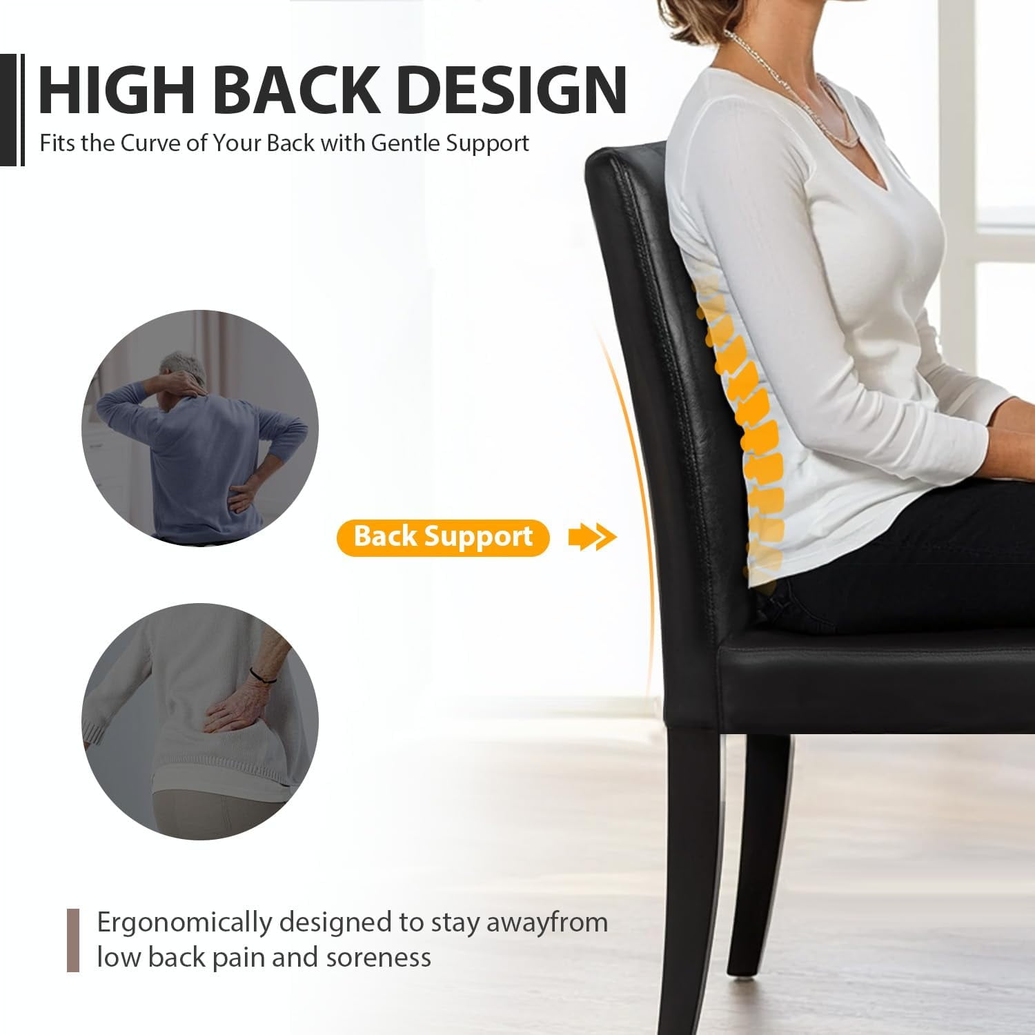 Dining Chairs Set of 4 - PU Leather Upholstered Modern Parsons Chairs with Solid Wood Legs, Sturdy & Durable Curved Backrest for Kitchen, Living Room, Restaurant, Black
