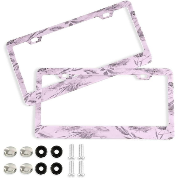 Coolnut Lavenders License Plate Frame 2 Pack 2 Holes Car Aluminum License Plate Holder Automotive Parts Decoration Universal with Screw Caps Cover