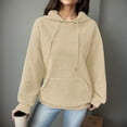 thumbnail image 2 of Daznico Sweatshirt for Women - Womens Hoodie with Loose Pullover Long Sleeve Spliced with String Pocket Hoodie Sweater, Hooded Sweatshirt Women,Color:Beige Size:XL, 2 of 5