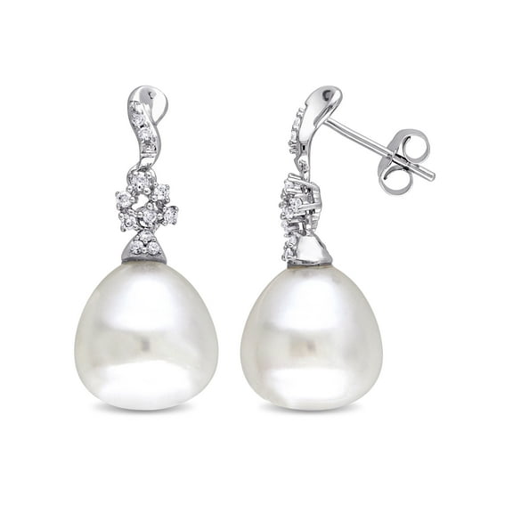 Everly Women's Cultured Pearl and Diamond 14k White Gold Earrings