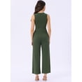 thumbnail image 3 of DARING DIVA Women's Casual Sleeveless Crew neck Wide Leg Jumpsuits L Green, 3 of 6