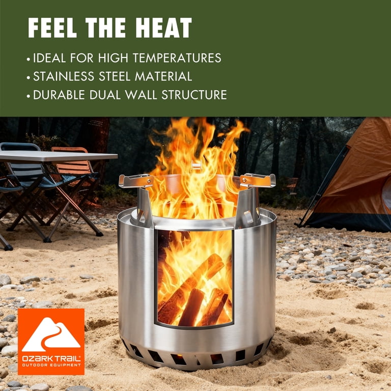 BONFIRE GO OUTSIDE ミル上手 Thearth OD TRUNK Free Shipping! Ozark Trail Stainless Steel 7x7x9.4 Inch Wood