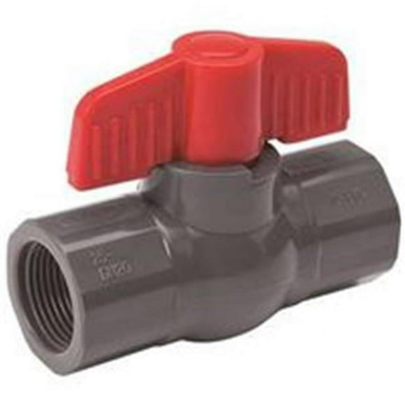 Valve à Bille Filetée, PVC Gris, 1-1/2-In. -107-107
