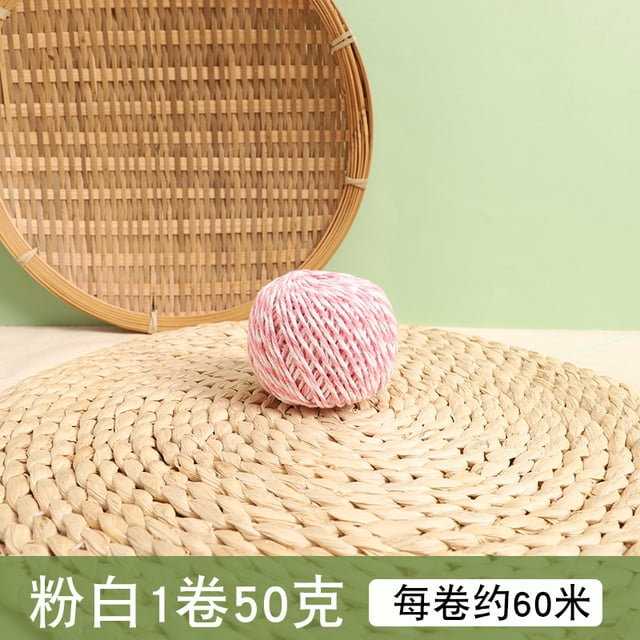 Xiao Hua Cordel, 1 rollo de 1,5 mm, para manualidades, exhibición de imágenes y adornos, cordel festivo para envolver regalos (cada uno de 229 pies), rosa y blanco
