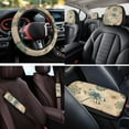 thumbnail image 4 of KUIFORTI Bohemian Flowers Car Seat Covers 14 Pieces with Auto Center Console Armrest Pad Steering Wheel Cover Seat Belt Pads Cars Headrest Cover Washable for Cars SUV Sedan, 4 of 7