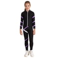 thumbnail image 5 of Jelory Kids Boys 2 Pieces Contrast Color Sweatsuit Long Sleeve Zipper Jacket with Leggings Sport Light Purple 10, 5 of 7