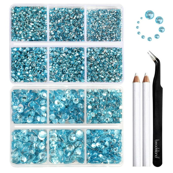 Juego de diamantes de imitación BEADSLAND Aquamarine 8300 piezas con lápiz de cera