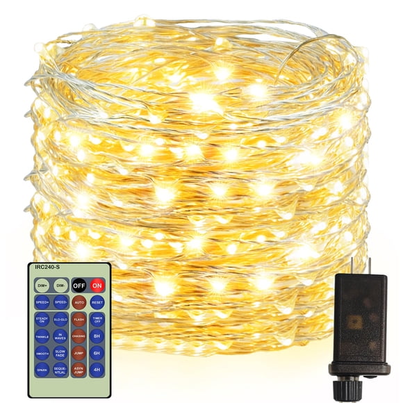Luces de Cuerda Decute 500 LED 50m Blanco Cálido Cable Plateado 110V