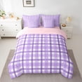 thumbnail image 2 of Homewish Abstract Stripes Grid 7pcs Bedding Comforter Set For Teens Boys Girls,Geometric Lines Plaid Queen Bedding Sets Super Cozy,Minimalist Mid Century Queen Sheet Sets,Lightweight Room Decor, 2 of 8