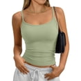 thumbnail image 2 of Camisole Womens Spaghetti Strap Tank Tops Crop Going Out Adjustable Cute Tops Summer Clothes Light Green S, 2 of 5