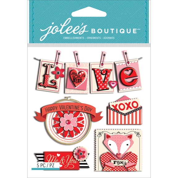 Jolee's Boutique Dimensional Stickers-Valentine Words