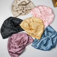 thumbnail image 2 of Satén sedoso para mujer, gorro Extra grande para dormir, pelo anudado para protección, turbante, sombrero de noche, Hijab de banda ancha elástica para cubrir la cabeza, 2 of 5