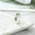 thumbnail image 4 of Gem Stone King 925 Sterling Silver Oval Peridot and White Moissanite Engagement Ring for Women (1.07 Cttw, Gemstone Birthstone, Size 8), 4 of 5