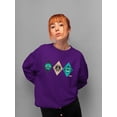 thumbnail image 2 of Alien Peace Trio Emoji - Futuristic Symbol Art Design Women's Sweatshirt, 2 of 4