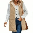 thumbnail image 5 of NAYTOAO Women Long Puffer Vest: Fall Zip up Reversible Fleece Jacket Winter Warm Sleeveless Hooded Coat with Pockets, 5 of 10