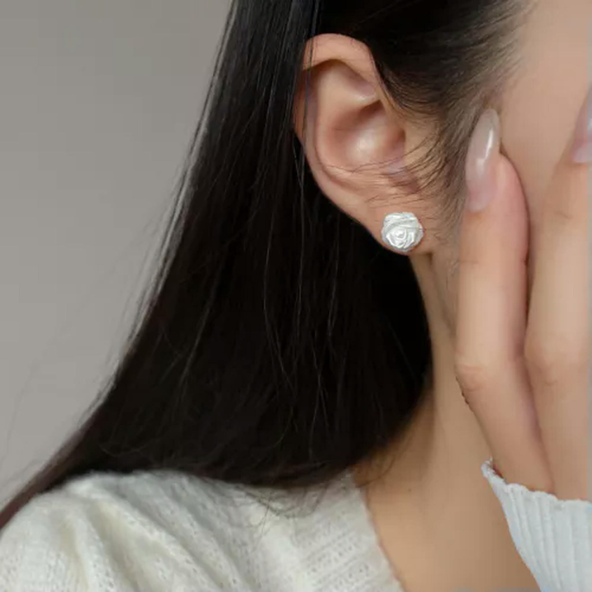 EOEMY 925 Sterling Silver 8/10 mm White Shell Flower Stud Earrings Women Screw Backs-10 mm