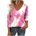 thumbnail image 2 of Xuyuer Womens Plus Size Fashion Non Positioning Printed Tops V Neck T Shirts 3/4 Sleeve Blouse Summer Casual Tees S-3X, 2 of 6
