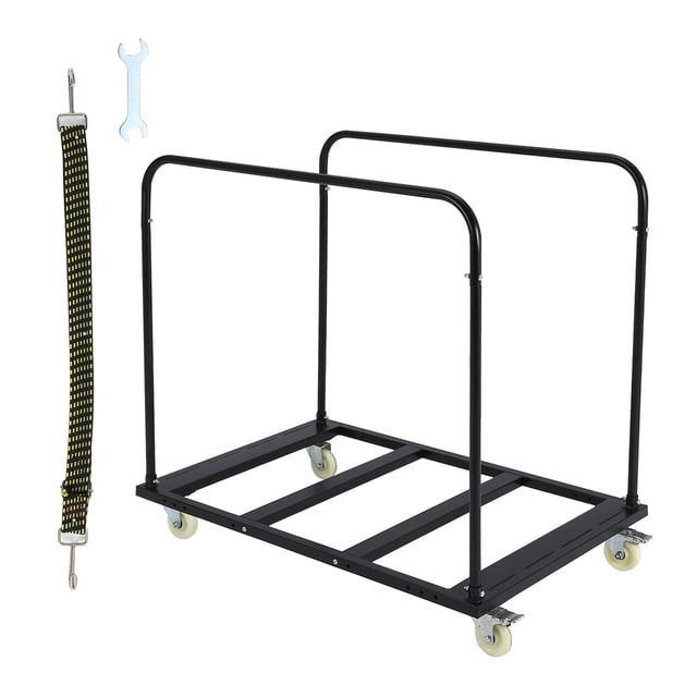 1500 LBS Heavy Duty Table Trolley with 5" Swivel Wheels, Black Desk Trolley 10 Table Capacity for Garage/Home/Warehouse