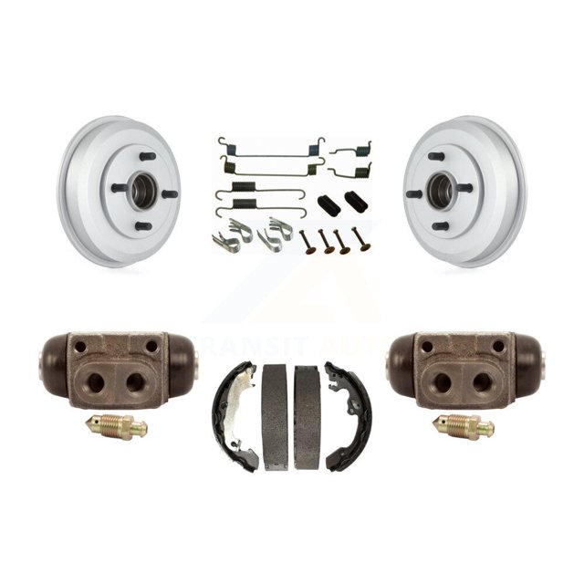 Transit Auto Rear Coated Brake Drum Shoes Spring and Cylinders Kit for Car 2005-2007 Ford Focus Wheel Bearing Included KGN-100110