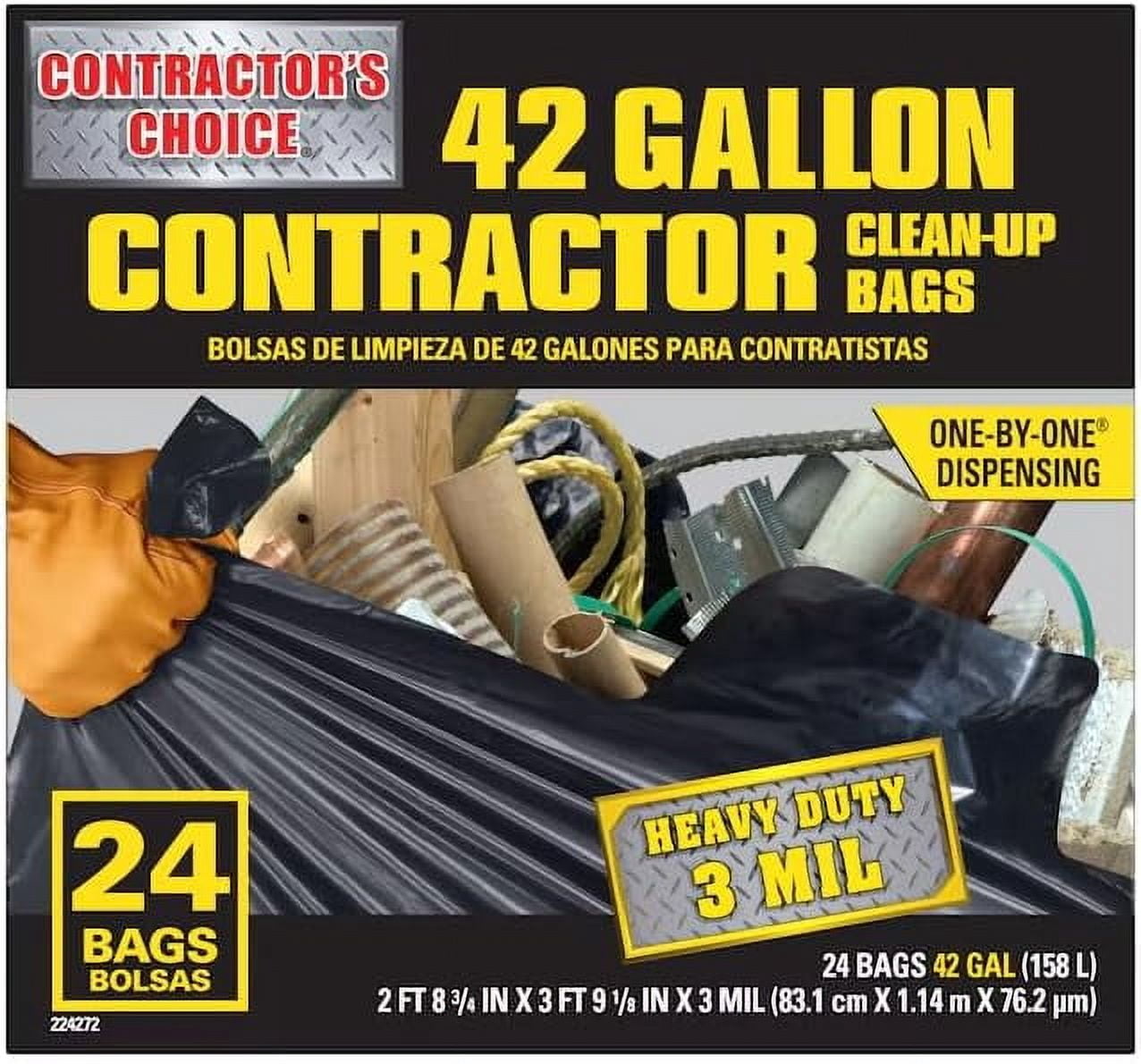 Contractor 42-Gallons Black Outdoor Plastic Construction Flap Tie Trash Bag (24-Count)
