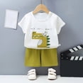 thumbnail image 2 of TOWED22 Newborn Baby Boy Clothes 2pcs Short Sleeve Top Drawstring Shorts Little Bear Adventure Pattern Outfits(Green,6-9 M), 2 of 6