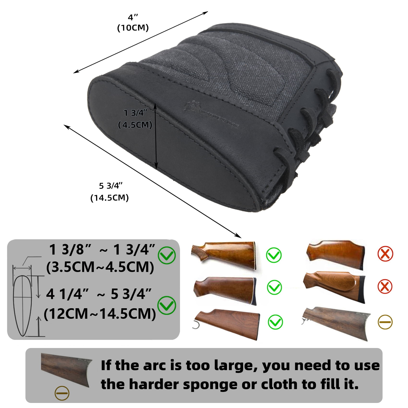 WAYNE'S DOG Slip on Recoil Pads for Rifles Shotguns, Adjustable Leather & Canvas Gun Buttstock Extension Pad